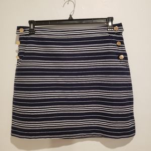 Ann Taylor LOFT Navy Blue and White Striped Skirt Size 12